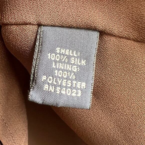 NWT Banana Republic 100% Silk Pleated Lined Brown A-line Skirt size 4 - Picture 8 of 11